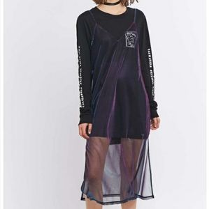 Silence & Noise Sheer Iridescent Slip Dress
